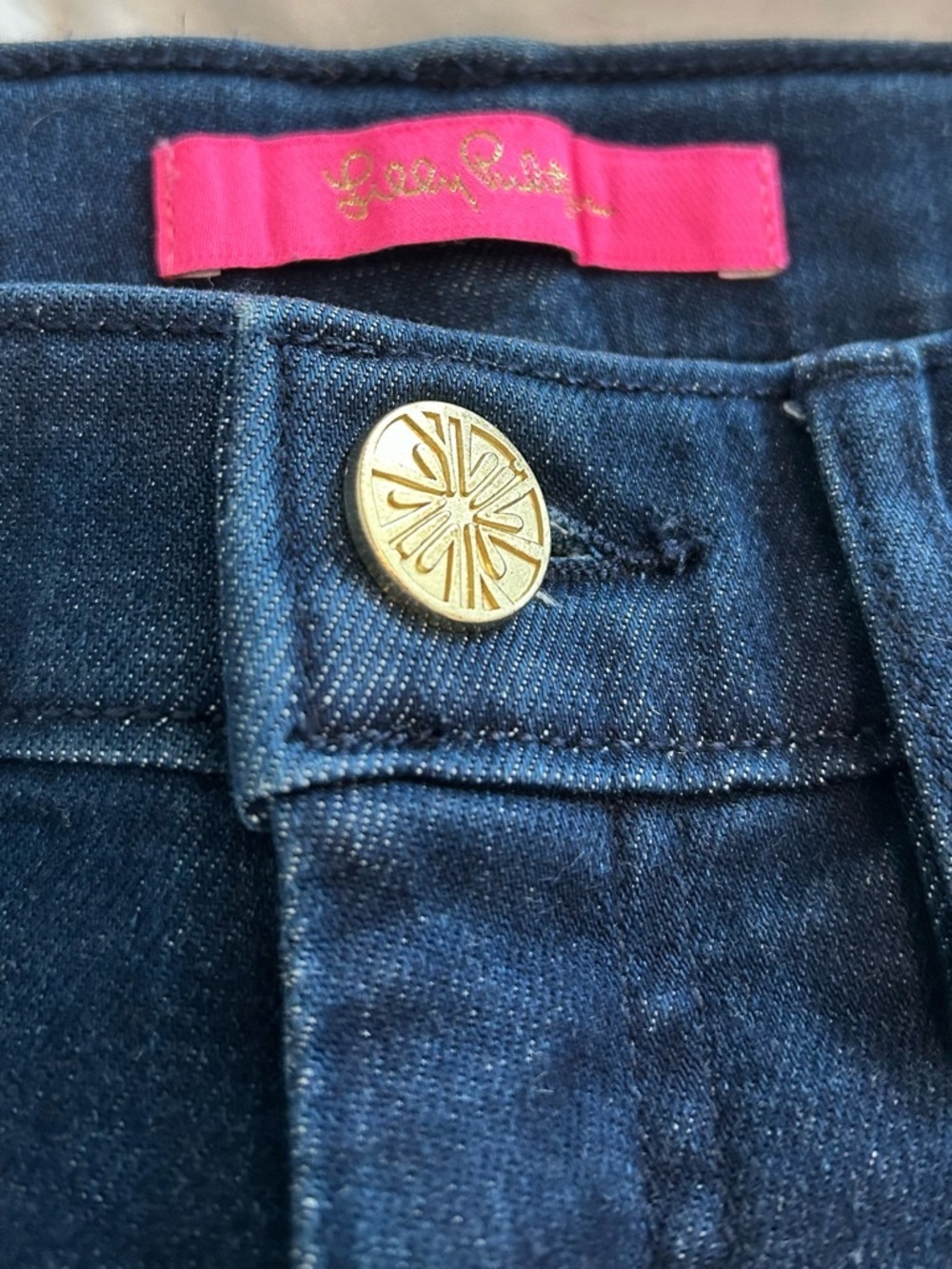 Lilly Pulitzer Ocean High-Rise Dark Blue Flare Jeans - Picture 4 of 8